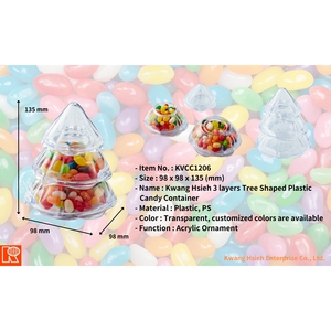 Boîtes cadeaux de Noël en plastique recyclable en forme d'arbre à 3 couches Kwang Hsieh avec couvercles, qualité alimentaire pour chewing-gum, gelée, jus et sucre - Product Image 6