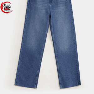 Ecoparty, nueva moda para mujer, pantalones vaqueros de pierna ancha sólidos, pantalones largos altos, cinturón, costura suelta, pantalones vaqueros lavables, transpirables - Product Image 4