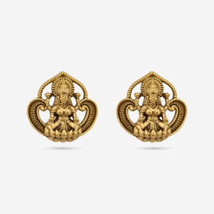 Antique Gold Plated Brass <b>Stud</b> <b>Earrings</b> 188999 Classic Religious Style Zircon Pearl <b>Turquoise</b> Diamond for Parties Weddings Gifts - Product Image 1