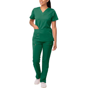 Ensembles de gommage médical à la mode uniformes de médecin d'infirmière d'hôpital pantalon de survêtement en coton chirurgical col en V haut Logo personnalisé en gros - Product Image 1