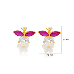 Pendientes minimalistas de Plata de Ley 925 con diseño de flor, joyería turca hecha a mano - Product Image 5
