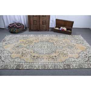 Tapis vintage de grande taille 5,2 x 9,7 pieds, tapis turc à bordures blanches - Product Image 3