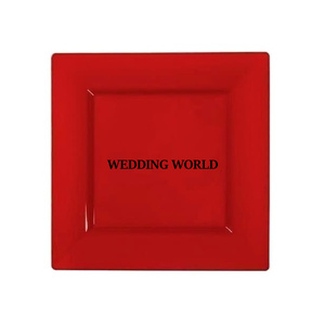 Assiette de présentation rouge en métal de forme ronde Plateau de chocolat fait main décoratif de mariage Meilleure qualité en gros Assiette en métal sous - Product Image 2