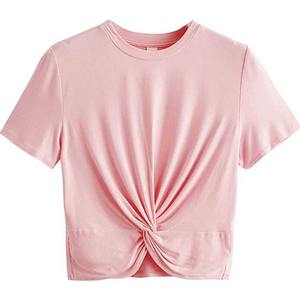 Diseño personalizado señoras sólido en blanco Crop Top camisetas mujeres Crop Tops Oversize - Product Image 1