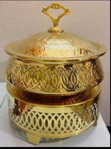 Vintage Brass Chafing Dish with Hammered Finish & Stand Hotel & Catering Events Decorative <b>Food</b> Warmer Warming Holding Equipment - Product Image 3