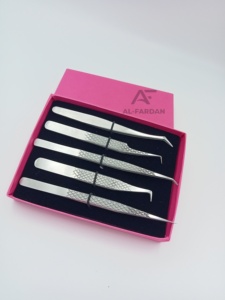 Pince à épiler pour extensions de cils AL FARDAN en acier inoxydable japonais de haute qualité, finition mate, pointe en fibre, pince à épiler diamantée pour cils - Product Image 3