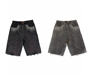 Pantalones cortos para correr con estampado de piedra en 3D para hombre, pantalones cortos de mezclilla lavados atléticos, pantalones vaqueros transpirables de primera calidad - Product Image 2