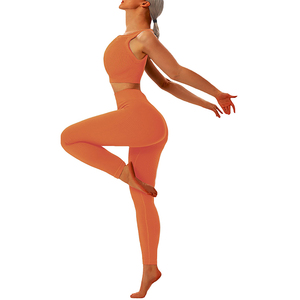 2023 conjunto de Yoga Reversible de talla grande para mujer, ropa deportiva ligera de alta calidad para gimnasio, Impresión de logotipo personalizado, el mejor diseño naranja - Product Image 3