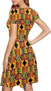 Women African Print Blouse Ankara Wax Short Sleeve Tops Kente Women's Summer Short Sleeve Casual T Shirt Flowy Swing <b>Dresses</b> - Product Image 5