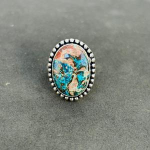 แหวนเงินสเตอริง925พร้อมแหวนพลอยอะซูไรต์แท้แหวนดีไซน์เนอร์ขายส่งราคาโรงงานเครื่องประดับจำนวนมาก - Product Image 3