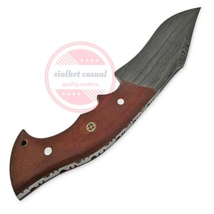 Couteau Bowie à manche en bois en acier Damas pour la chasse et le camping en plein air - Product Image 3