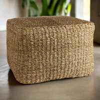 Poufs en herbe de mer de différentes tailles pour salon, café, décoration intérieure, tissage à la main, poufs ottoman en herbe de mer
