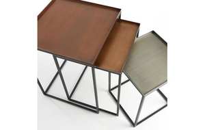 Juego de mesa auxiliar de hierro de 3 piezas Diseño superior de bandeja cuadrada con diferentes colores para muebles de sala de estar y dormitorio - Product Image 2