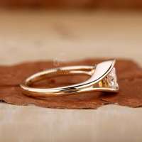Bague de fiançailles solitaire en diamant de laboratoire en forme d'œil, or jaune 14 carats, taille brillant, clarté I-SI1, certifiée par un tiers, adorable