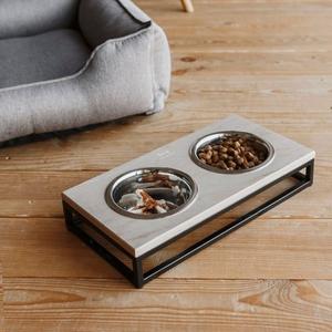 Ensemble de bols de nourriture pour chiens et chats en travertin beige tendance et luxueux avec base solide, bol de nourriture et d'eau de luxe pour animaux de compagnie pour la maison - Product Image 6