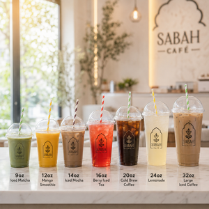Ly nhựa PET dùng một lần in logo tùy chỉnh AT PACK 90mm 9oz 12oz 14oz 16oz 20oz 24oz, dùng cho sinh tố, đồ uống lạnh, cà phê đá - Product Image 1