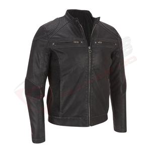 <b>Men's</b> Streetwear Vintage Stand-Collar Brown Leather Jacket Motorcycle PU <b>Faux</b>-Leather <b>Coat</b> Embroidery Winter Outwear - Product Image 5