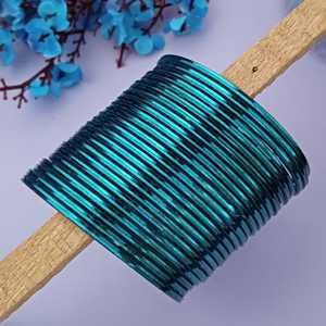 Bijoux indiens pour femmes Bracelet classique en métal brillant uni Bracelet de mariage de mariée Ensemble de bijoux indiens, vert paon - Product Image 2