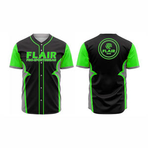 Maillots de softball et de baseball personnalisables de grande taille en polyester respirant à col rond avec imprimé uni par sublimation - Product Image 4