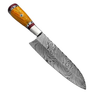 Cuchillo de Chef de Acero de Damasco de 13 Pulgadas Hecho a Mano por Ahmad Fabric con Funda de Cuero y Mango Hermoso Personalizable - Product Image 1