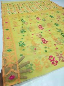 Trendy Yellow Desi Dhakai Sky Blue Jamdani Sharee de alta calidad para mujeres JAMDANI FABRIC VERDE Azul ROJO Dorado de Bangladesh - Product Image 3