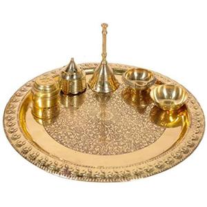 Articles de Pooja en Laiton Doré de Haute Qualité, Coffrets Cadeaux de Luxe, Accessoires Décoratifs en Laiton Pur, Coffrets Cadeaux Diwali Traditionnels Indiens - Product Image 6