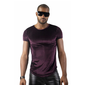 Premium Quality Custom Plain Velour Velvet T-<b>Shirt</b> High Quality Breathable Custom Design - Product Image 5