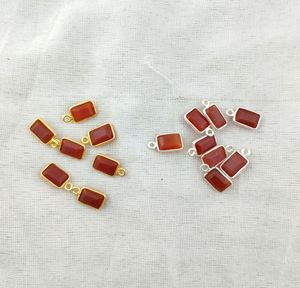 Pendentif en forme rectangulaire en pierre précieuse rubis - Charmes en or et argent plaqué pour bijoux - Product Image 5