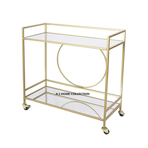 Design attrayant en métal chariot à 2 niveaux cuisine chariot de service à la main forme Rectangle services d'hôtel en gros - Product Image 4