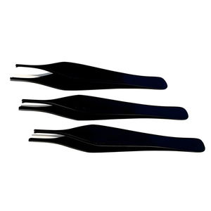 Fórceps de tejido TC Adson con revestimiento negro, 1x2 dientes de rata, dientes dentados marrones, Metal quirúrgico, acero, cirugía, pinzas Adson - Product Image 5