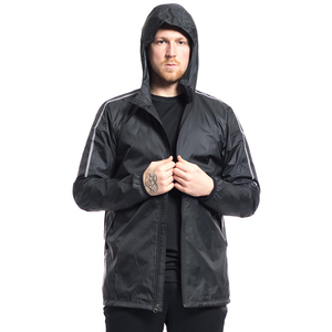 Veste coupe-vent imperméable pour homme, à capuche, en polyester 100%, noire, personnalisée, professionnelle, bon marché, en gros - Product Image 6
