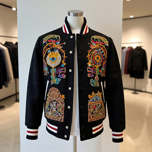 Varsity Jacket Parches bordados para hombre Manga de lana Béisbol Varsity Jacket Hombres 100% Lana Chenille Bordar Varsity Coat Mens - Product Image 4