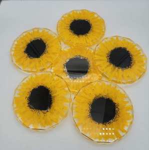 Unique Design Resin Coasters Yellow Flower Color for Office <b>Desk</b> for Scratch Prevention for Stone Home & Office Crystal Coasters - Product Image 1