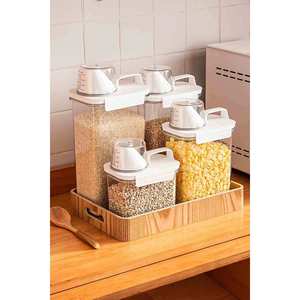 Juego de 4 Recipientes de Almacenamiento de Plástico Transparente Naranja Herméticos, Capacidad de 1.1L para Alimentos, Legumbres, Detergente, Uso Medido, Turquía - Product Image 4