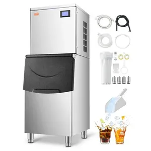 ¡OFERTA ESPECIAL! Máquina comercial para hacer hielo de 450 lb/24 h, con capacidad de almacenamiento de 250 lb y dispensador de hielo dividido. - Product Image 2