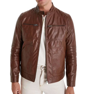 Blouson d'hiver tendance en cuir de vachette véritable marron pour homme, tailles XL-6XL, avec gilet intérieur rembourré et fermeture éclair, idéal pour l'extérieur - Product Image 3