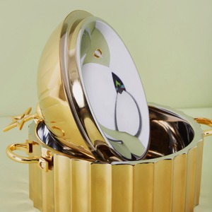 Casserole en forme d'étoile dôme en acier inoxydable Hotpot finition or argent 25cm de diamètre isolé de qualité supérieure meilleur - Product Image 6