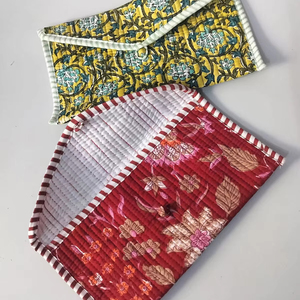 Petite pochette pliable de style bohème, écologique, à motifs imprimés, mignonne, pour le rangement de maquillage, étui de protection, fermeture à rabat, transportée à la main, cosmétique - Product Image 5