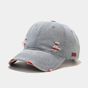 Wholesale Customized Denim Baseball Caps Unisex Adjustable <b>Hats</b> with Custom Embroidered Logo <b>Vintage</b> Washed Cotton Style - Product Image 5