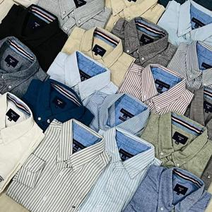 Chemise décontractée à manches longues pour hommes 100% coton col en V été à la mode confortable vêtements quotidiens chemises tissées - Product Image 3