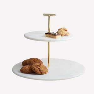 Soporte de pastel de base de madera con tapa de mármol Diseño agradable Artículos de servicio decorativos de mesa para fiestas y bodas - Product Image 3