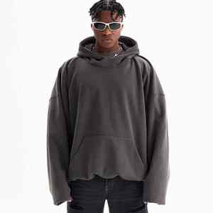 Sudadera con capucha de gran tamaño de peso pesado de cuello alto Logotipo personalizado Hombres Streetwear Sudadera con capucha para hombres - Product Image 5