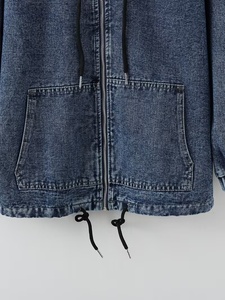 Veste en jean unisexe de haute qualité avec capuche, décontractée, boutonnée, pour l'automne et l'hiver, délavée, coupe-vent, col rabattu, manches classiques - Product Image 4