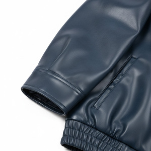 Veste d'hiver pour homme, très vendue, en cuir véritable, avec logo personnalisé, écologique, imperméable, coupe-vent, col montant, style urbain, épaisse, service OEM - Product Image 4