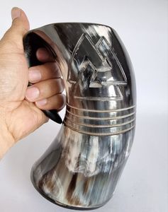 AUTÉNTICO NORSE HECHO A MANO CUERNO DE BÚFALO VIKING BEBER Cuerno Taza Nuevo diseño para cerveza y café Taza de cuerno para beber natural - Product Image 5