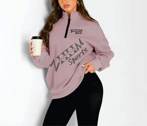 Sudadera con capucha de manga larga para mujer de alta calidad, tela de punto antiarrugas, sudadera con media cremallera de invierno, estampado frontal informal de otoño - Product Image 1