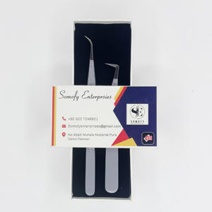 Juego de pinzas de extensión de pestañas de acero inoxidable con logotipo personalizado, puntas de volumen redondeadas sostenibles, puntas de fibra curvada, logotipo personalizable - Product Image 5