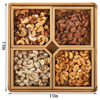 Houten ecologisch verantwoorde glanzende afwerking droge vruchten doos handgemaakt vierkante keuken voedsel opbergcontainer 1-3L capaciteit luxe modern
