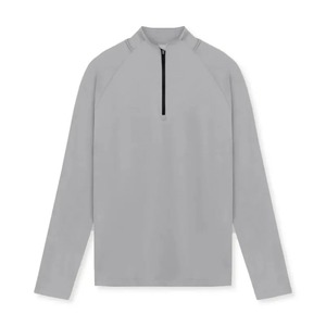 Camiseta de entrenamiento de media cremallera de moda para hombre, camiseta de Fitness de Color sólido, Polo, cuello de tortuga, manga larga, 100% algodón, nuevo equipo deportivo para correr - Product Image 1