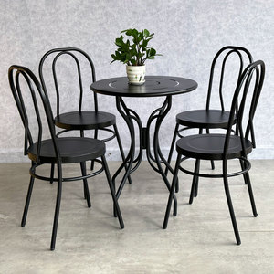 CBCF296 Modern Round Coffee Table and 4 Iron Cafe Chairs Combo <b>Restaurant</b> Furniture <b>Set</b> for <b>Restaurants</b> and Cafes - Product Image 3